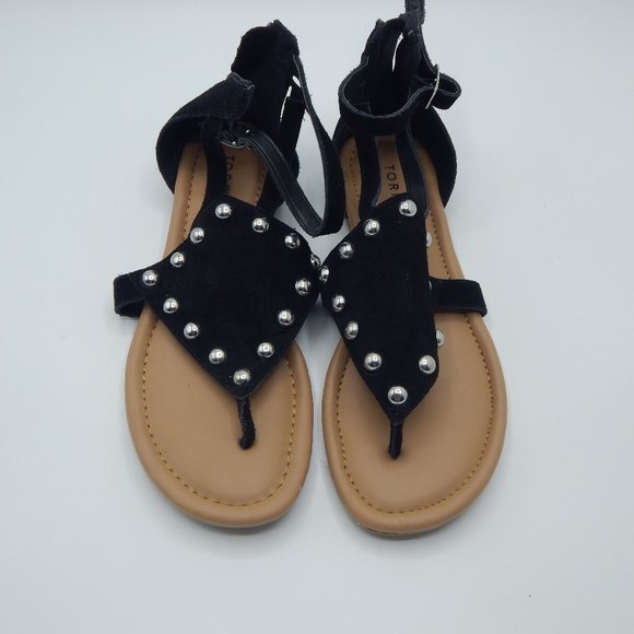 Torrid Black Cream Suede Studded Sandals .5 W - Picture 1 of 5